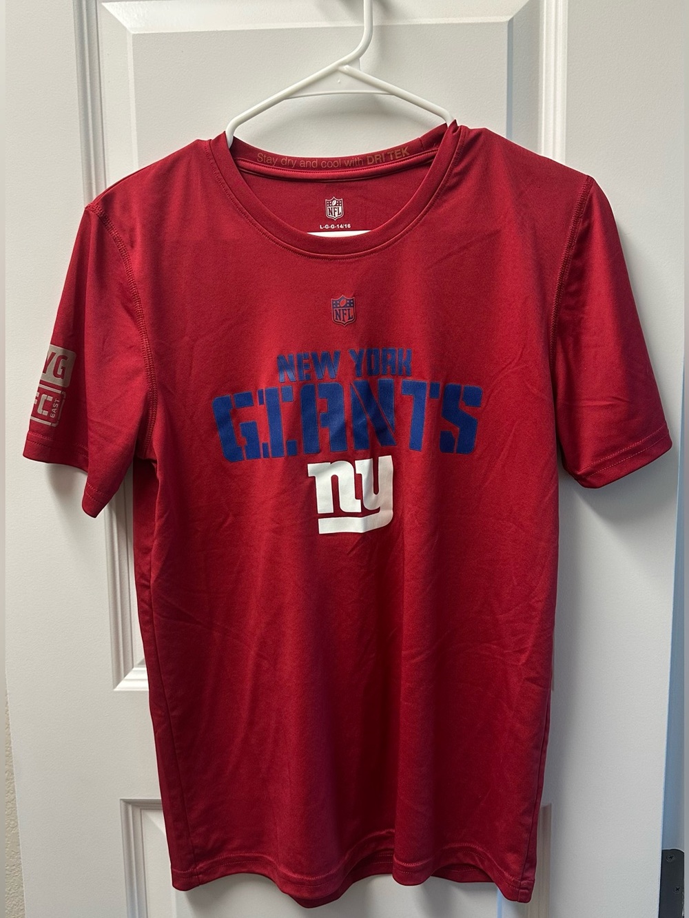 Kid’s NFL Red New York Giants Short-Sleeve Performance Tee